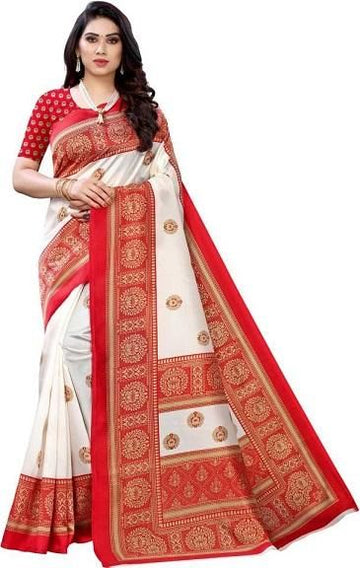 Delicate Printed Art Silk Saree Roposo Clout